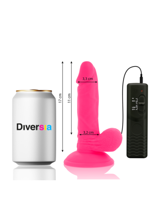 DIVERSIA - DILDO VIBRANT FLEXIBLE ROSE 17 CM -O- 3.3 CM