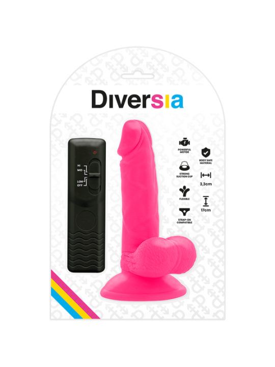 DIVERSIA - DILDO VIBRANT FLEXIBLE ROSE 17 CM -O- 3.3 CM
