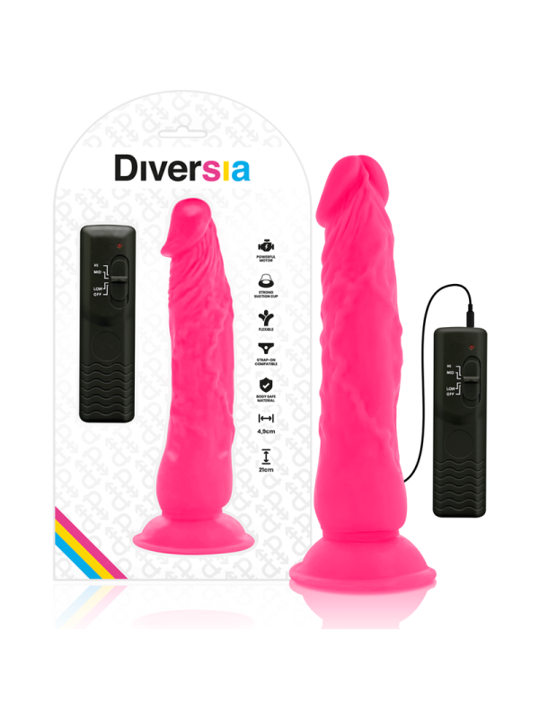 DIVERSIA - DILDO VIBRANT FLEXIBLE ROSE 21 CM -O- 4.9 CM