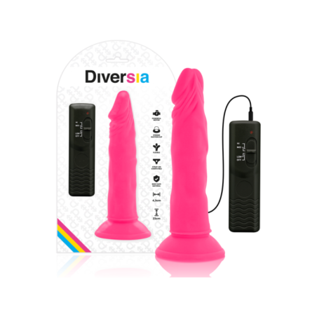 DIVERSIA - DILDO SOUPLE AVEC VIBRATION ROSE 23 CM -O- 4.3 CM