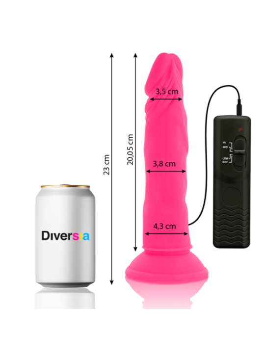 DIVERSIA - DILDO SOUPLE AVEC VIBRATION ROSE 23 CM -O- 4.3 CM