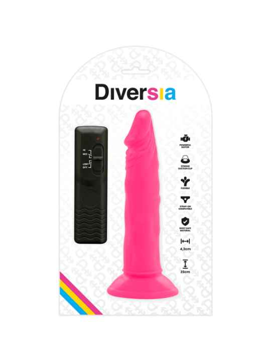 DIVERSIA - DILDO SOUPLE AVEC VIBRATION ROSE 23 CM -O- 4.3 CM