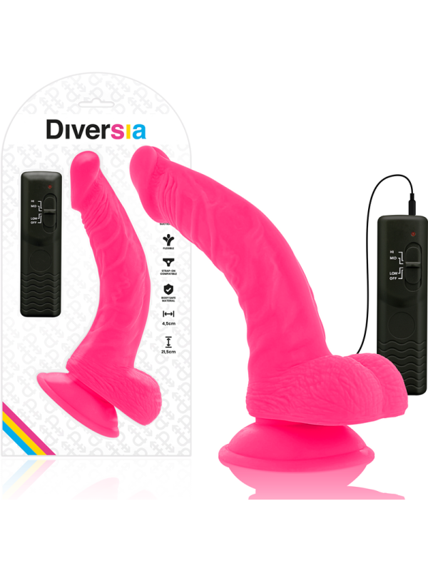 DIVERSIA - DILDO VIBRANT FLEXIBLE ROSE 21.5 CM -O- 4.5 CM
