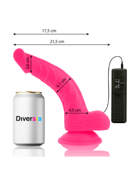 DIVERSIA - DILDO VIBRANT FLEXIBLE ROSE 21.5 CM -O- 4.5 CM