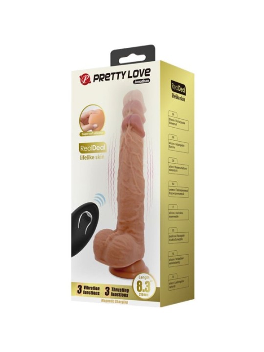 PRETTY LOVE - GODE EN SILICONE JONATHAN 3 VIBRATIONS + 3 MESURES DINSERTION TÉLÉCOMMANDE 21 CM