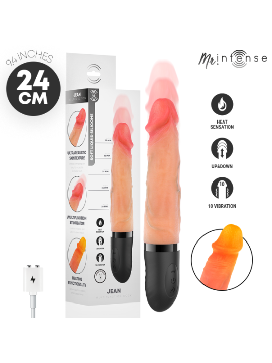 MR INTENSE - JEAN VIBRATEUR HAUT ET BAS EN SILICONE AVEC EFFET CHAUFFANT 24 CM -Ø- 3,8 CM