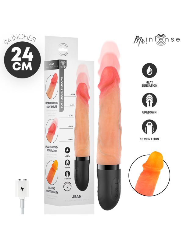 MR INTENSE - JEAN VIBRATEUR HAUT ET BAS EN SILICONE AVEC EFFET CHAUFFANT 24 CM -Ø- 3,8 CM