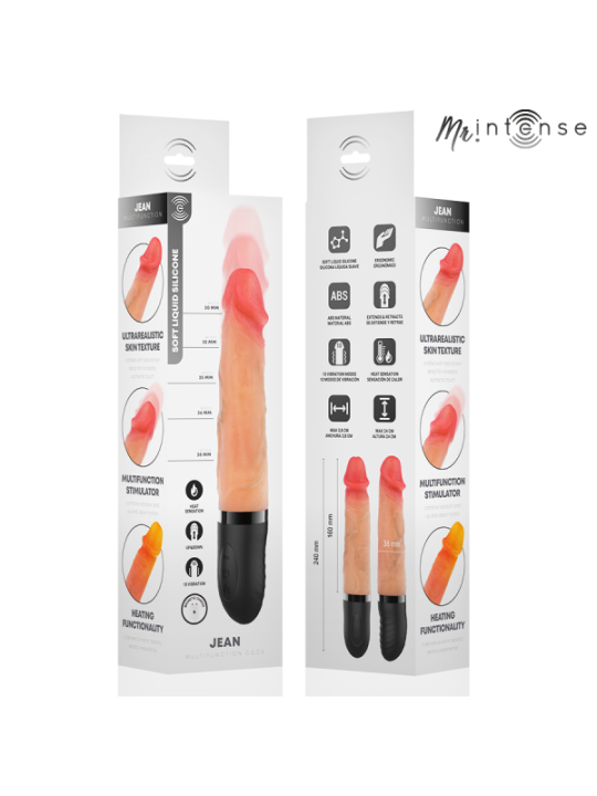 MR INTENSE - JEAN VIBRATEUR HAUT ET BAS EN SILICONE AVEC EFFET CHAUFFANT 24 CM -Ø- 3,8 CM