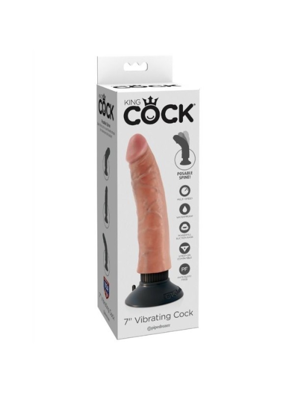KING COCK - GODE VIBRATEUR 17.78 CM NATUREL