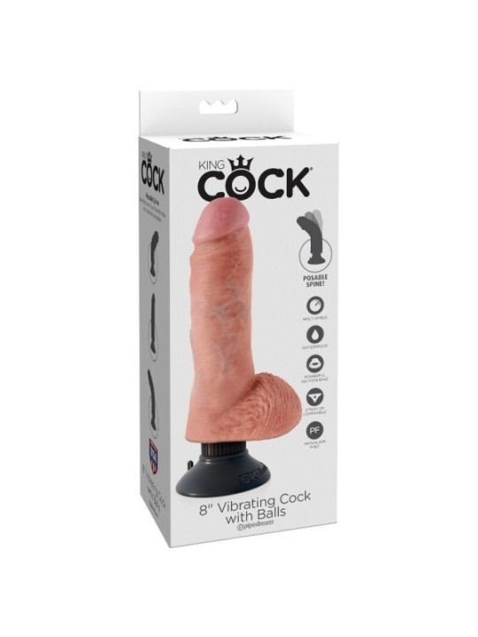 KING COCK - GODE VIBRANT AVEC TESTICULES 20.3 CM NATUREL