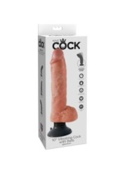 KING COCK - GODE VIBRANT AVEC TESTICULES 25.5 CM COULEUR NATURELLE
