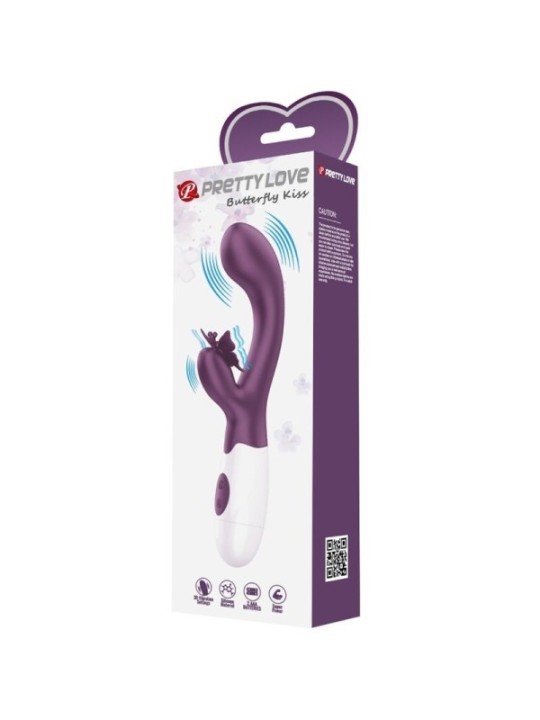 PRETTY LOVE - BUTTERFLY KISS VIBRATEUR RABBIT ET STIMULATEUR DE POINT G VIOLET