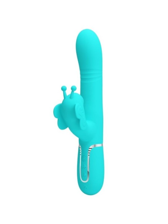PRETTY LOVE - VIBRATEUR MULTIFONCTION LAPIN 4 EN 1 PAPILLON AQUA VERT