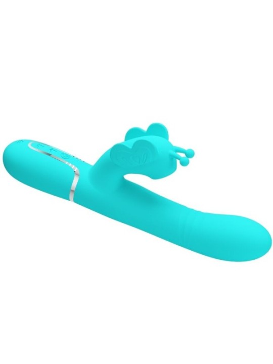 PRETTY LOVE - VIBRATEUR MULTIFONCTION LAPIN 4 EN 1 PAPILLON AQUA VERT