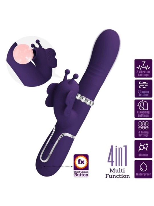 PRETTY LOVE - VIBRATEUR MULTIFONCTION LAPIN 4 EN 1 PAPILLON VIOLET