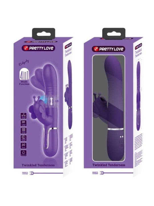 PRETTY LOVE - VIBRATEUR MULTIFONCTION LAPIN 4 EN 1 PAPILLON VIOLET