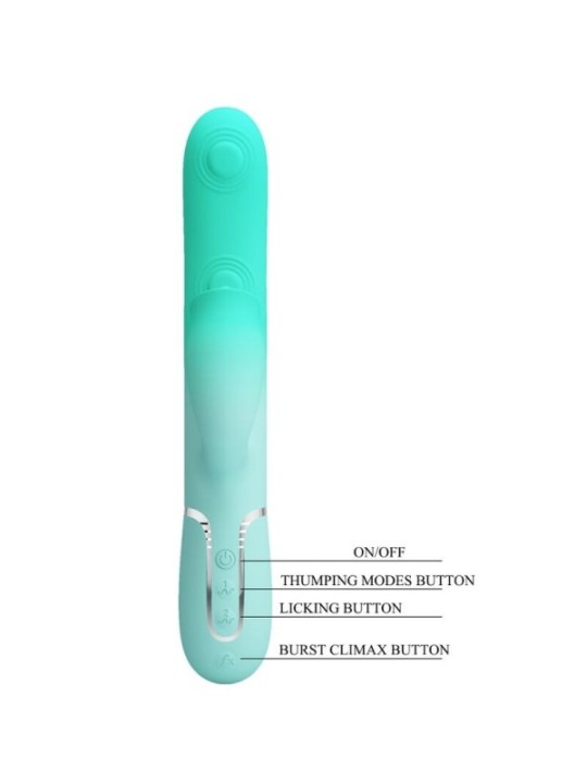 PRETTY LOVE - VIBRATEUR LAPIN MULTIFONCTION GIGI VERT AQUA