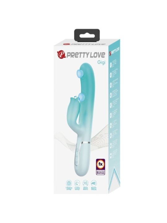 PRETTY LOVE - VIBRATEUR LAPIN MULTIFONCTION GIGI VERT AQUA