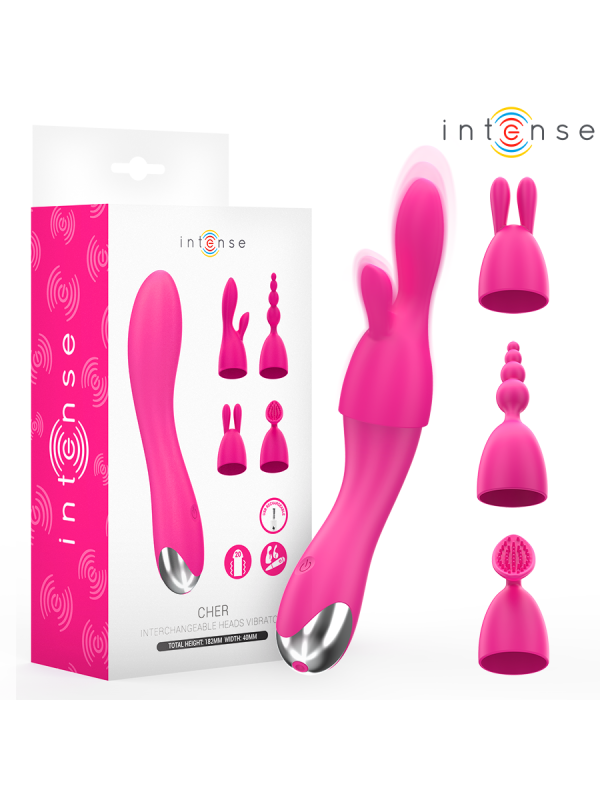 INTENSE - VIBRATEUR CHER AVEC 20 MODES DE MOUVEMENTS ET EMBOUTS INTERCHANGEABLES