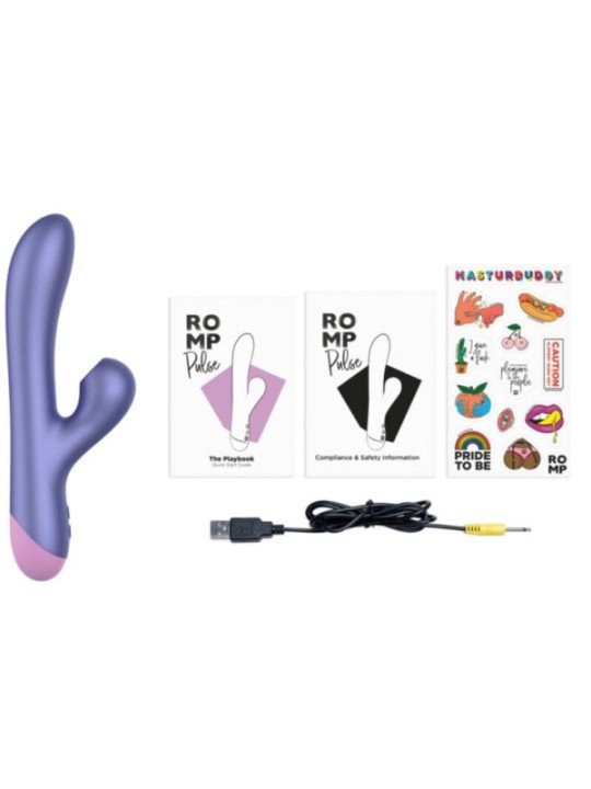 ROMP - PULSE VIBRATEUR DOUBLE POINT G RABBIT BLEU ÉLECTRIQUE