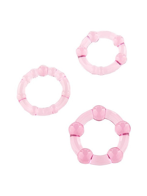 SEVEN CREATIONS - ENSEMBLE DE TROIS ANNEAUX PÉNIS ROSE