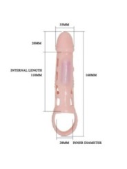 BAILE - COUVERTURE DEXTENSION DE PÉNIS AVEC VIBRATION ET SANGLE NATURELLE 13,5 CM