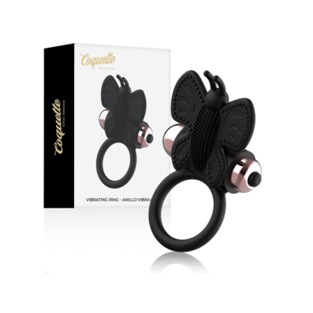 COQUETTE CHIC DESIRE - COCKRING PAPILLON AVEC VIBRATEUR NOIR/ OR