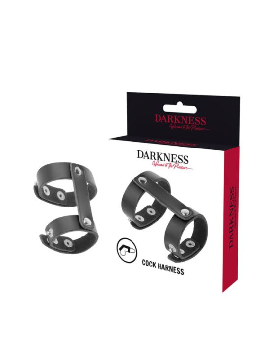 DARKNESS - ANNEAU DE PÉNIS ET TESTICULES RÉGLABLE EN CUIR