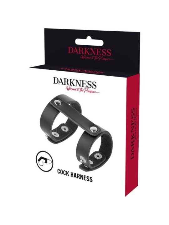 DARKNESS - ANNEAU DE PÉNIS ET TESTICULES RÉGLABLE EN CUIR