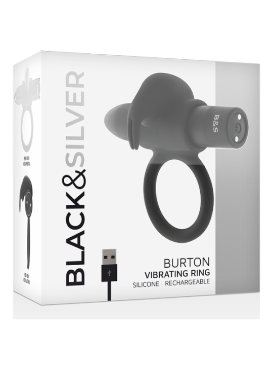 BLACK&SILVER - BURTON RING 10 MODES DE VIBRATION NOIR