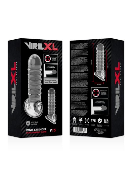 VIRILXL - EXTENSION DE PÉNIS ET GAINE V15 TRANSPARENTE