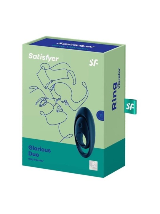 SATISFYER - VIBRATEUR  ANNEAU GLORIOUS DUO BLEU