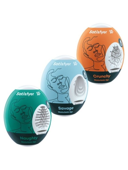 SATISFYER - 3 OEUFS MASTURBATEURS NAUGHTY, SAVAGE & CRUNCHY