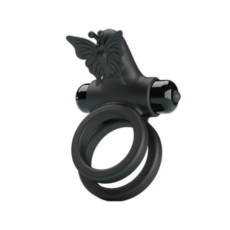 PRETTY LOVE - DOUBLE ANNEAU VIBRANT AVEC STIMULATEUR NOIR
