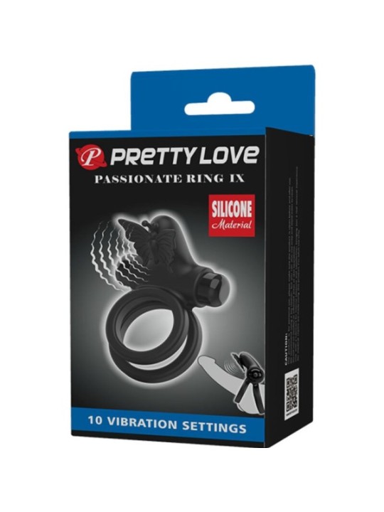 PRETTY LOVE - DOUBLE ANNEAU VIBRANT AVEC STIMULATEUR NOIR