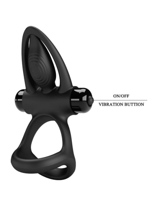 PRETTY LOVE - ANNEAU VIBRANT 10 VIBRATIONS SILICONE NOIR