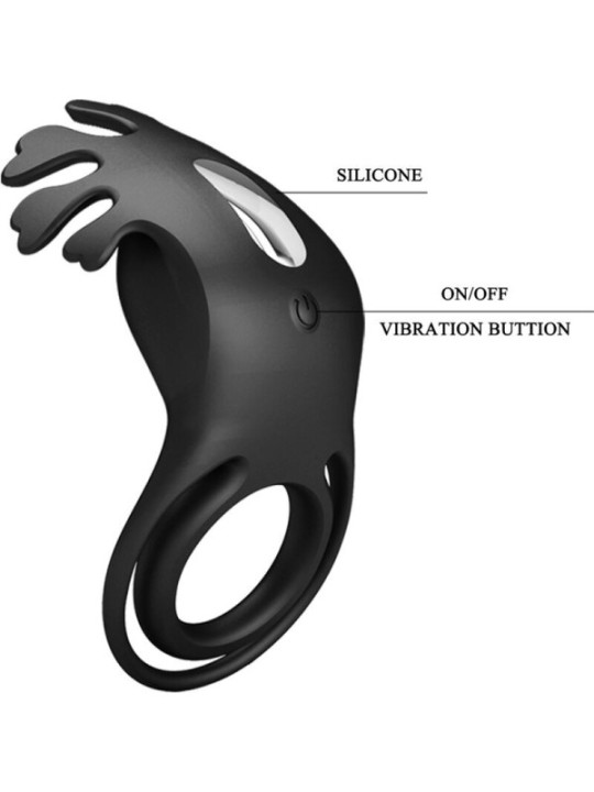 PRETTY LOVE - ANNEAU VIBRATEUR RUBEN 7 VIBRATIONS SILICONE NOIR