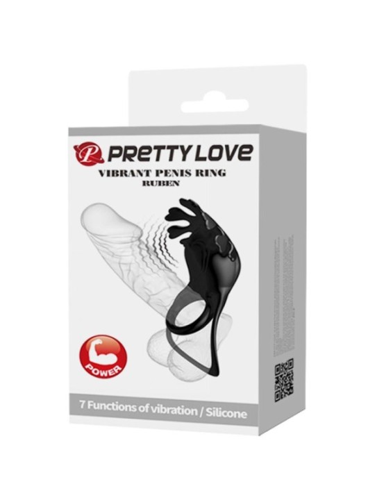 PRETTY LOVE - ANNEAU VIBRATEUR RUBEN 7 VIBRATIONS SILICONE NOIR