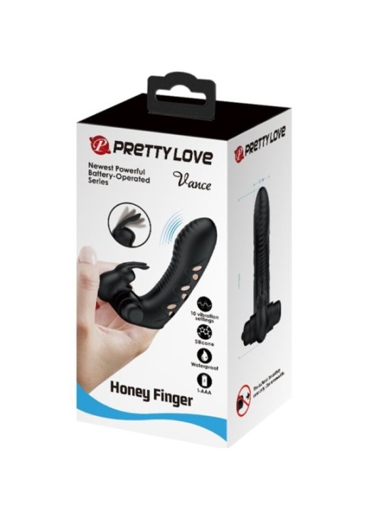 PRETTY LOVE - COUVERCLE DE DOIGT VIBRATEUR LAPIN NOIR VANCE