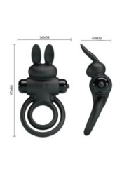 PRETTY LOVE - ANNEAU DE LAPIN VIBRATOR III POUR PÉNIS NOIR