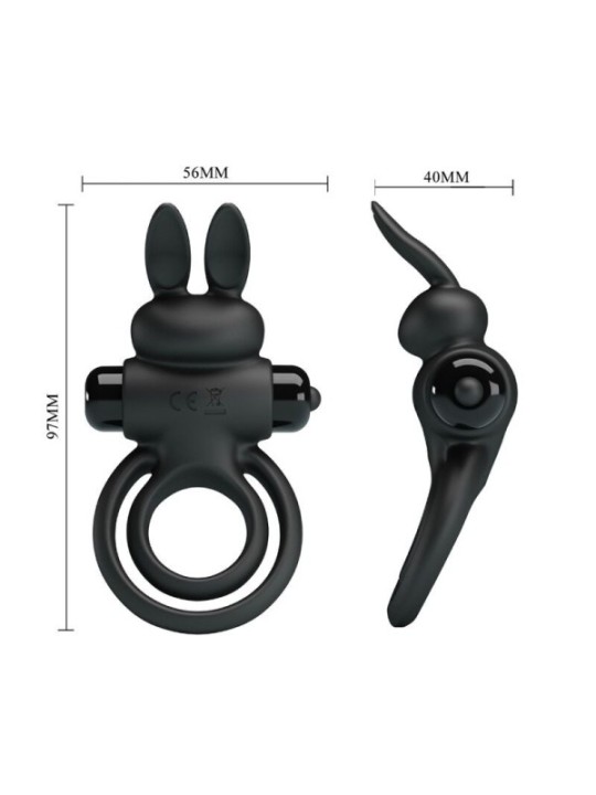 PRETTY LOVE - ANNEAU DE LAPIN VIBRATOR III POUR PÉNIS NOIR