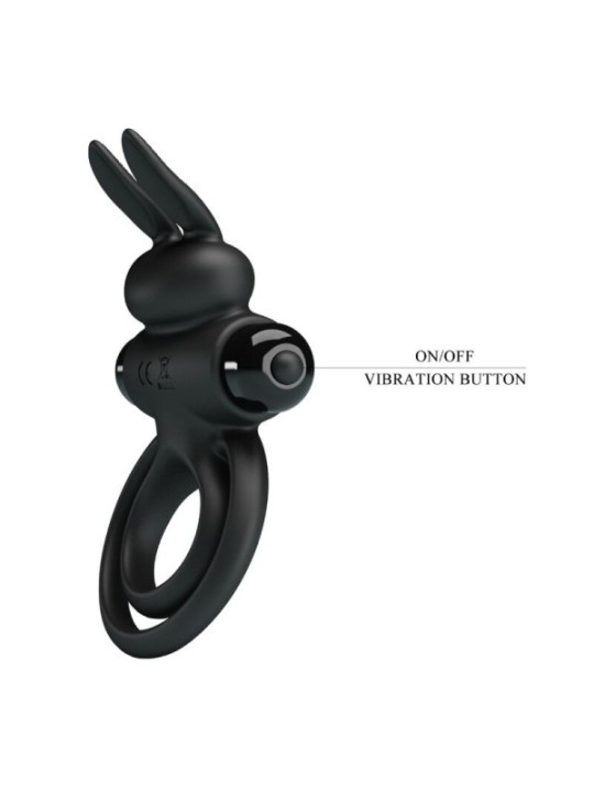 PRETTY LOVE - ANNEAU DE LAPIN VIBRATOR III POUR PÉNIS NOIR