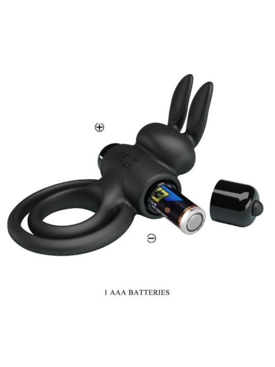 PRETTY LOVE - ANNEAU DE LAPIN VIBRATOR III POUR PÉNIS NOIR