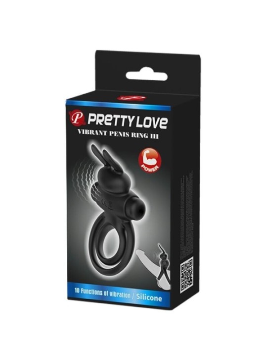 PRETTY LOVE - ANNEAU DE LAPIN VIBRATOR III POUR PÉNIS NOIR