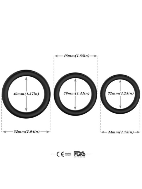 ARMONY - BAGUE TRIPLE SILICONE NOIRE