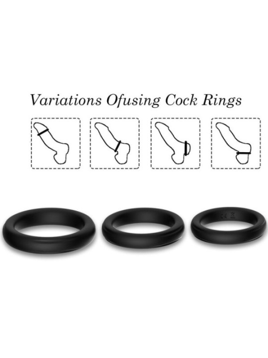 ARMONY - BAGUE TRIPLE SILICONE NOIRE