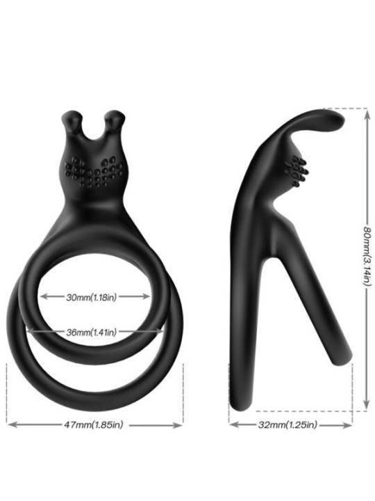 ARMONY - BAGUE DOUBLE LAPIN TENSY NOIR