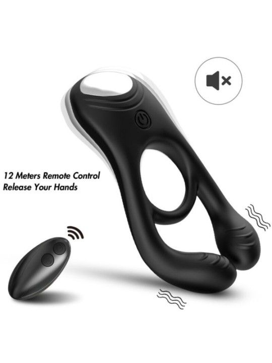ARMONY - VEYRON DOUBLE VIBRATEUR ANNEAU JOUET POUR COUPLES TÉLÉCOMMANDE NOIR