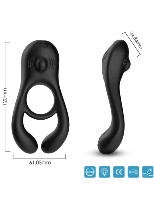 ARMONY - VEYRON DOUBLE VIBRATEUR ANNEAU JOUET POUR COUPLES TÉLÉCOMMANDE NOIR