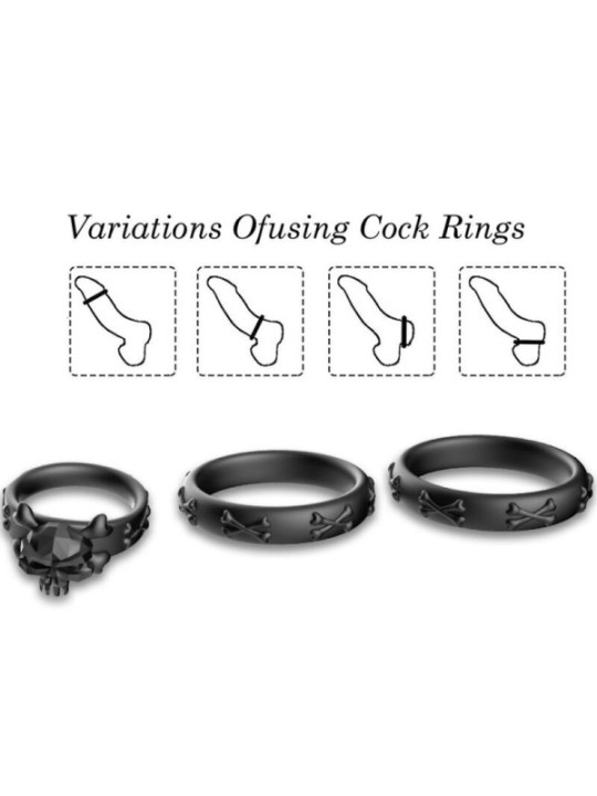 ARMONY - BAGUES CALAVERA SILICONE NOIR